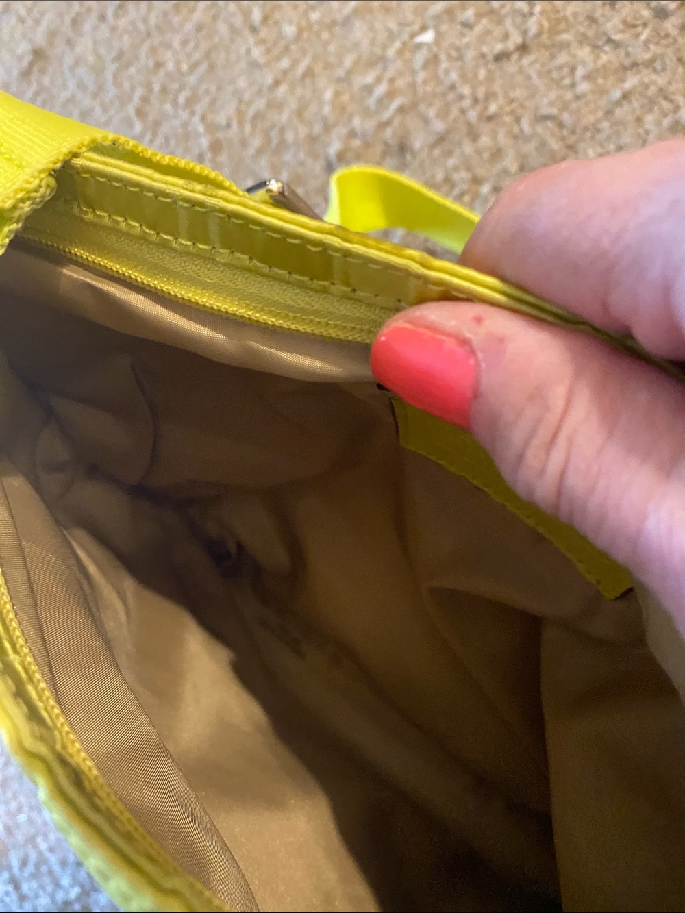 Coach Citrine and Beige Signature Nylon Tote with Front Zip Pocket - Picture 7 of 9